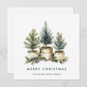 Elegant Pine Tree Christmas Corporate Greeting Holiday Card