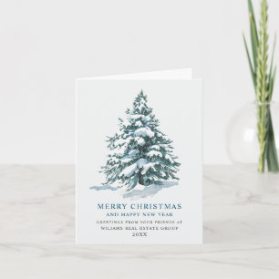 Elegant Pine Tree Christmas Corporate Greeting Holiday Card