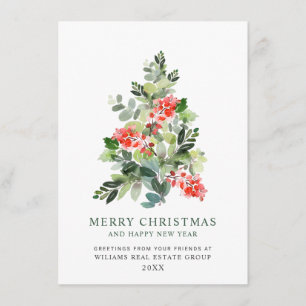 Elegant Pine Tree Christmas Corporate Greeting Holiday Card