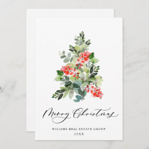 Elegant Pine Tree Christmas Corporate Greeting Holiday Card