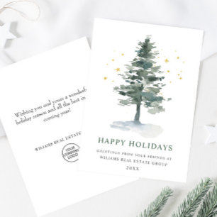 Elegant Pine Tree Christmas Corporate Greeting Holiday Card