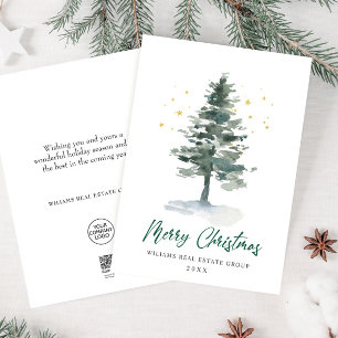 Elegant Pine Tree Christmas Corporate Greeting Holiday Card