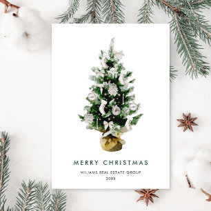 Elegant Pine Tree Christmas Corporate Greeting Holiday Card