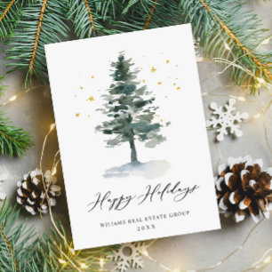 Elegant Pine Tree Christmas Corporate Greeting Holiday Card