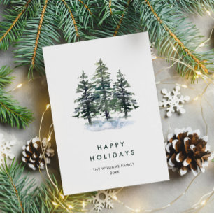 Elegant Pine Tree Christmas Corporate Greeting Holiday Card