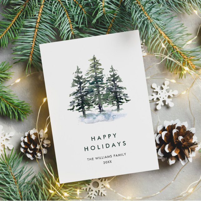 Elegant Pine Tree Christmas Corporate Greeting Holiday Card (Creator Uploaded)