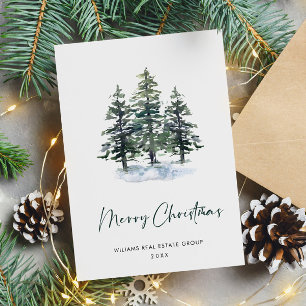 Elegant Pine Tree Christmas Corporate Greeting Holiday Card
