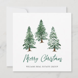 Elegant Pine Tree Christmas Corporate Greeting Holiday Card