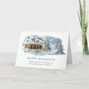 Elegant Pine Tree Christmas Corporate Greeting Holiday Card