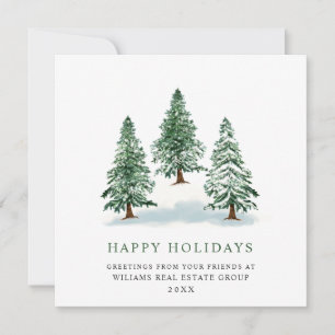 Elegant Pine Tree Christmas Corporate Greeting Holiday Card