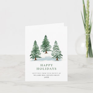 Elegant Pine Tree Christmas Corporate Greeting Holiday Card