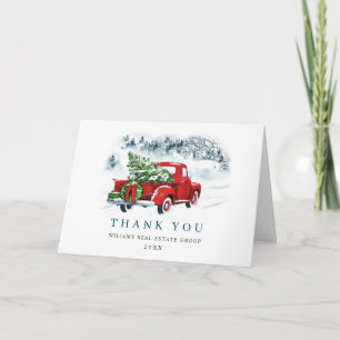 Elegant Pine Tree Christmas Corporate Holiday Thank You Card