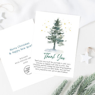 Elegant Pine Tree Christmas Corporate Holiday Thank You Card