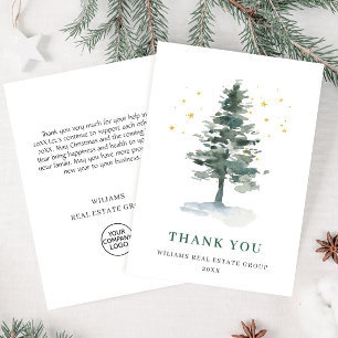 Elegant Pine Tree Christmas Corporate Holiday Thank You Card