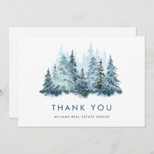Elegant Pine Tree Christmas Corporate Holiday Thank You Card