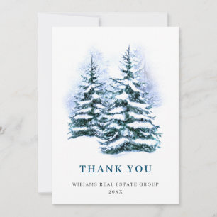 Elegant Pine Tree Christmas Corporate Holiday Thank You Card