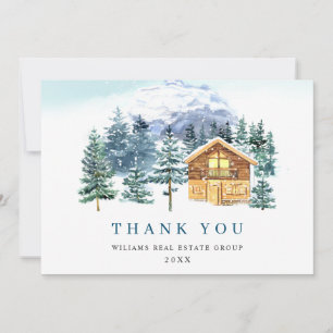 Elegant Pine Tree Christmas Corporate Holiday Thank You Card