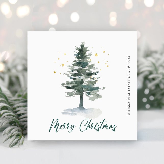 Elegant Pine Tree Christmas Greeting Corporate Holiday Card (Creator Uploaded)