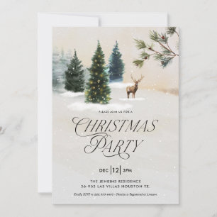 Elegant Pine Tree Christmas Party Invitation