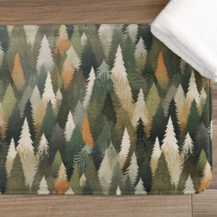 Elegant Pine Tree Pattern   Rustic Forest Bath Mat