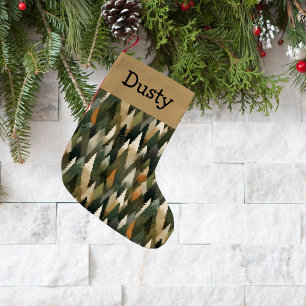 Elegant Pine Tree Pattern   Rustic Forest Small Christmas Stocking
