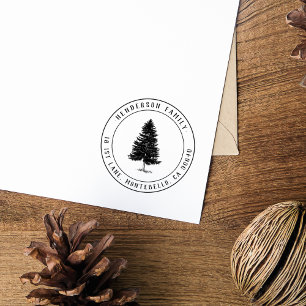Elegant Pine Tree Vintage Family Return Address  Self-inking Stamp