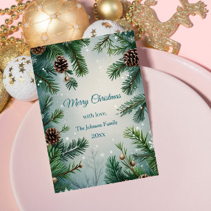 Elegant Pine Trees & Cones Christmas Holiday Card