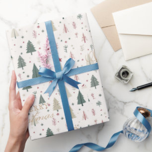 Elegant Pine Trees Marry Christmas Wrapping Paper