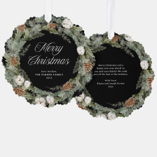 Elegant Pine Wreath and Greenery   Merry Christmas Tree Decoration Card