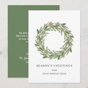 Elegant Pine Wreath Simple Corporate Christmas Holiday Card