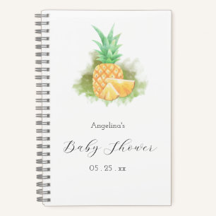 Elegant Pineapple Baby Shower Gift List Notebook