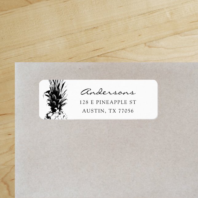 Elegant Pineapple Family Custom Return Address Label ("Everyday is abundantly beautiful." 
Sincerely Best Wishes from Lucky Design World)