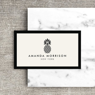 Elegant Pineapple Luxury Boutique Black/Ivory Business Card