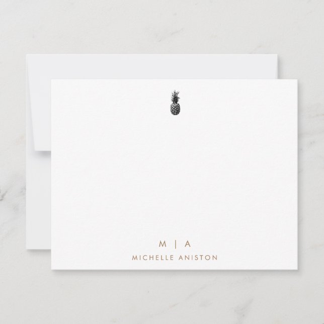 Elegant Pineapple Modern Minimalist Monogram       Card (Front)
