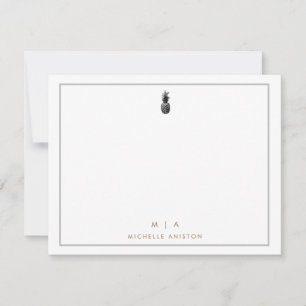Elegant Pineapple Modern Monogram Classic Custom Card