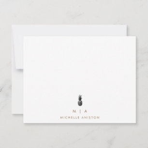 Elegant Pineapple Modern Monogram Classic Custom Card