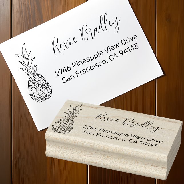  Elegant Pineapple Return Address Rubber Stamp (Creator Uploaded)