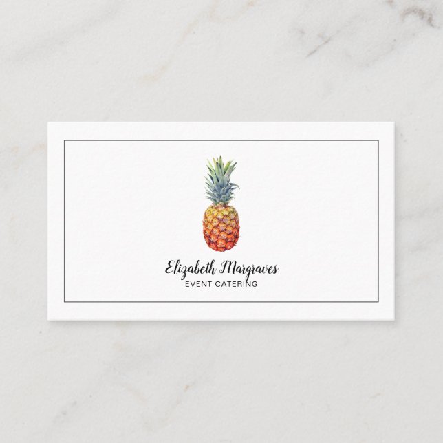 Elegant Pineapple Stylish Catering Logo Business Card (Front)