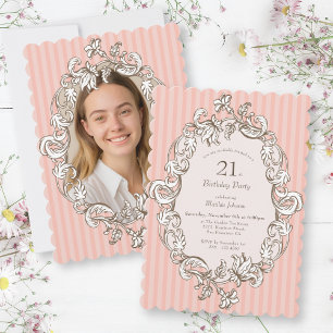 Elegant Pink 21st Birthday Party Invitation