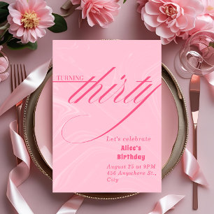 Elegant Pink 30th Birthday Invitation for Her