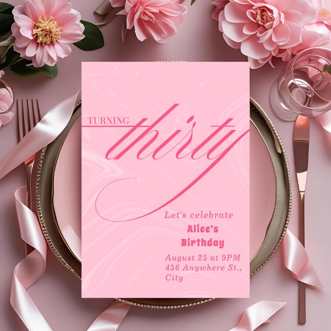 Elegant Pink 30th Birthday Invitation for Her (Creator Uploaded)