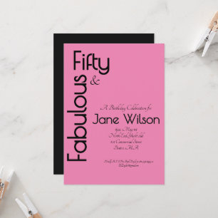 Elegant Pink 50 and Fabulous Birthday Party Invitation