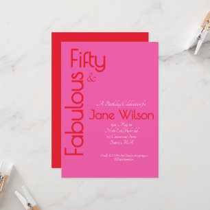 Elegant Pink 50 and Fabulous Birthday Party Invitation