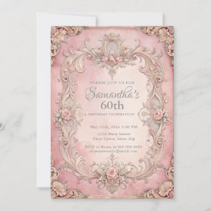 Elegant Pink 60th Birthday Invitation