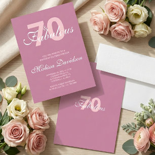 Elegant Pink 70 and Fabulous Birthday Invitation