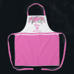 Elegant pink 70th birthday floral apron<br><div class="desc">Stylish floral design for a 70th birthday with a pink "70" and scripted "fabulous" embellished by a feminine floral wreath on a white background. Customise age,  text and background colour.</div>