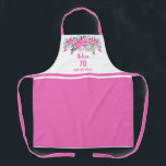 Elegant pink 70th birthday floral apron<br><div class="desc">Stylish floral design for a 70th birthday with a pink "70" and scripted "fabulous" embellished by a feminine floral wreath on a white background. Customise age,  text and background colour.</div>