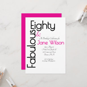 Elegant Pink 80 and Fabulous Birthday Party Invitation