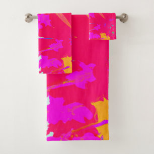 Elegant Pink Abstract Pattern Bath Towel Set