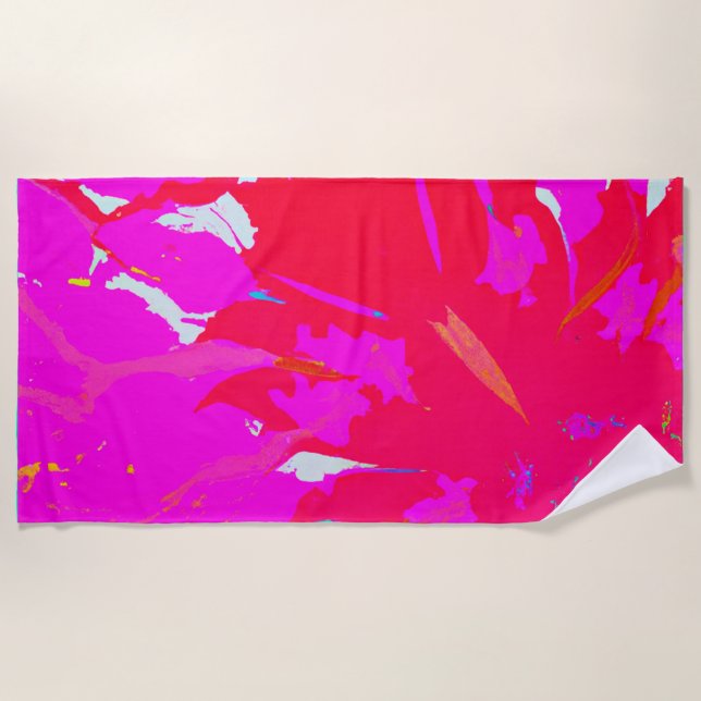 Elegant Pink Abstract Pattern Beach Towel (Front)